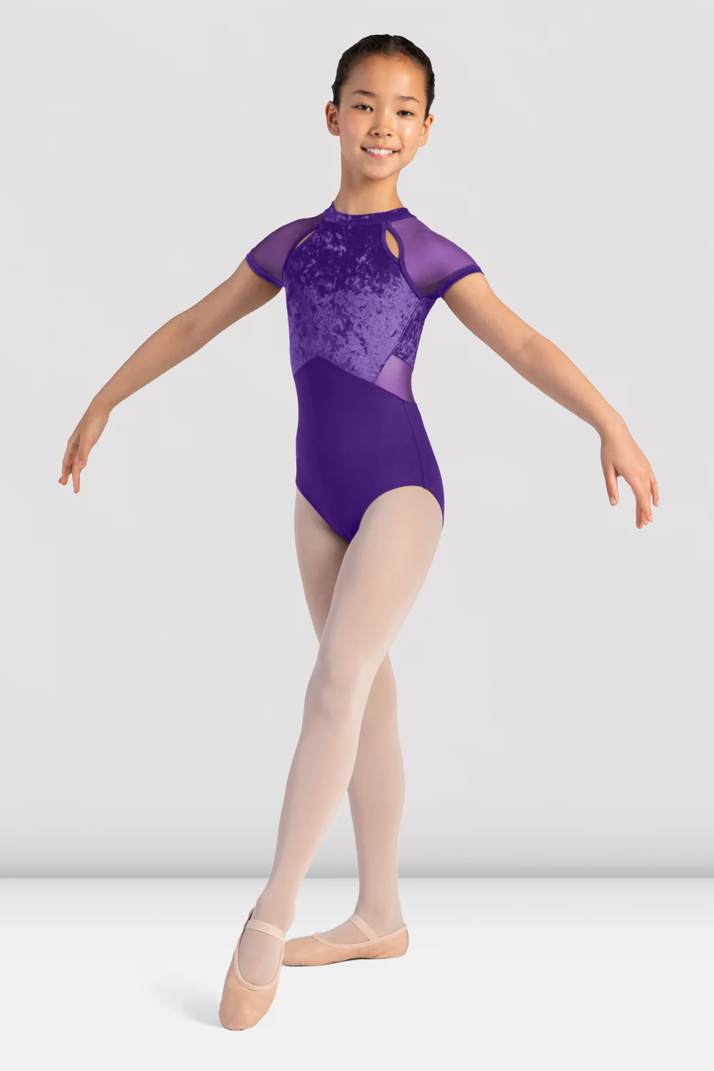 Girls Sasha Velvet Mock Neck Leotard