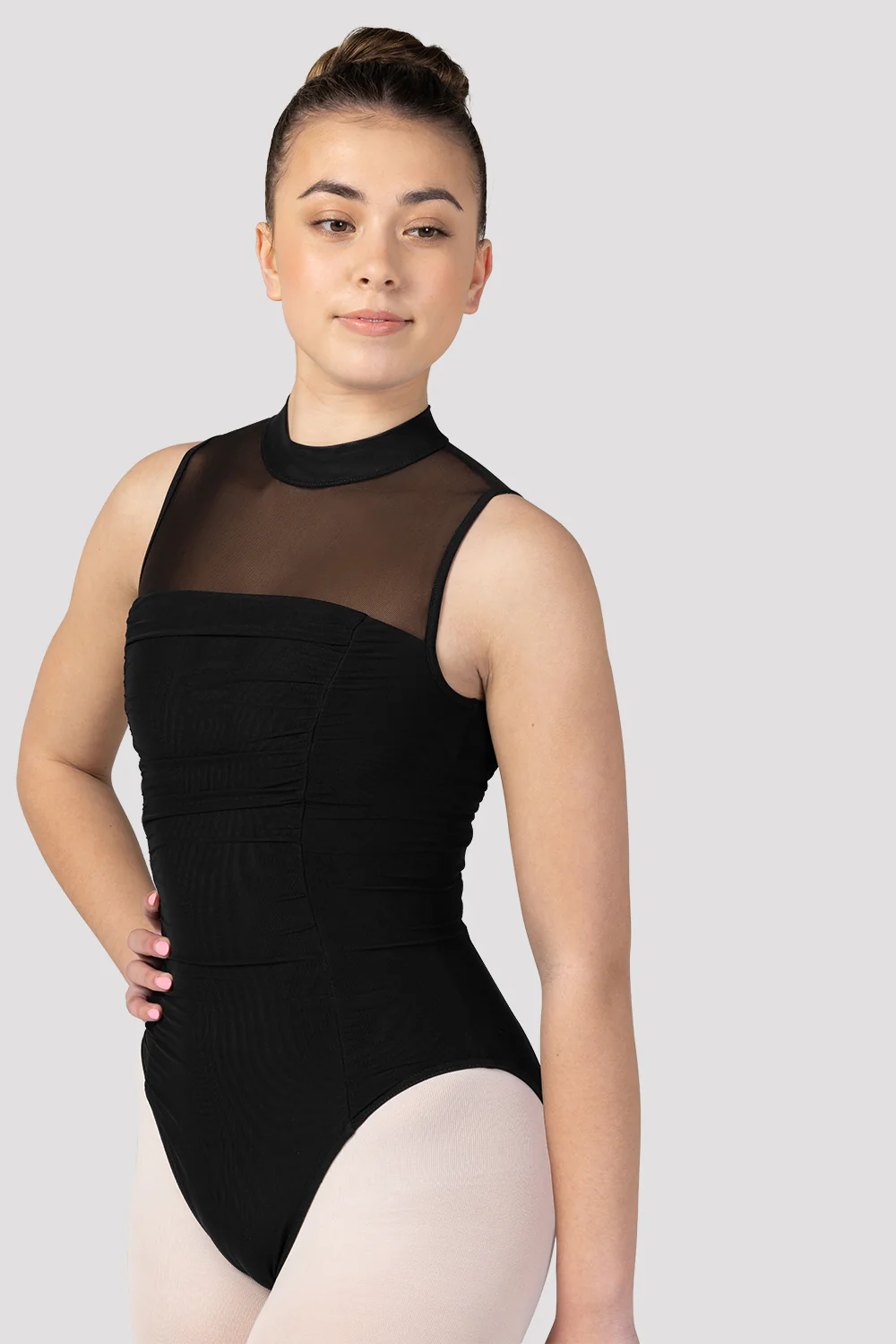 Ladies Fenella Ruched Bodice Mock Neck Leotard - Image 2