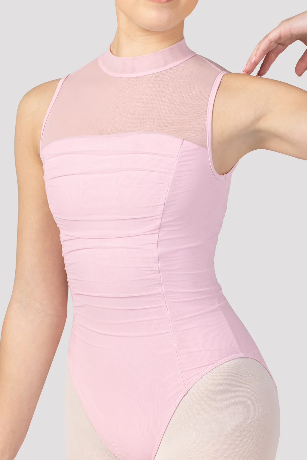 Ladies Fenella Ruched Bodice Mock Neck Leotard - Image 2