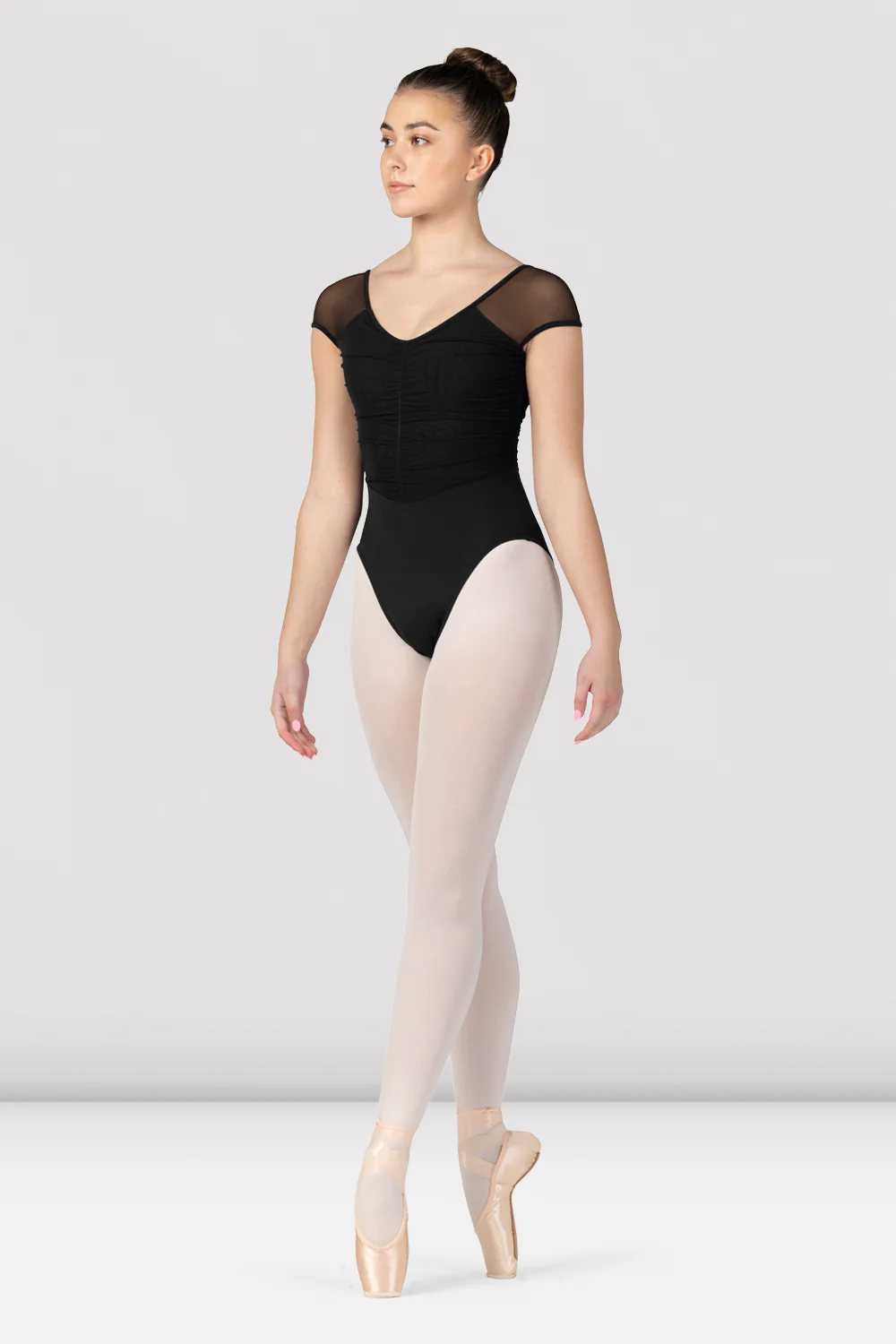 Ladies Flavia Ruched Bodice Cap Sleeve Leotard