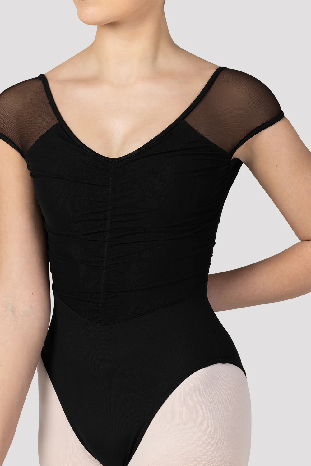 Ladies Flavia Ruched Bodice Cap Sleeve Leotard - Image 2