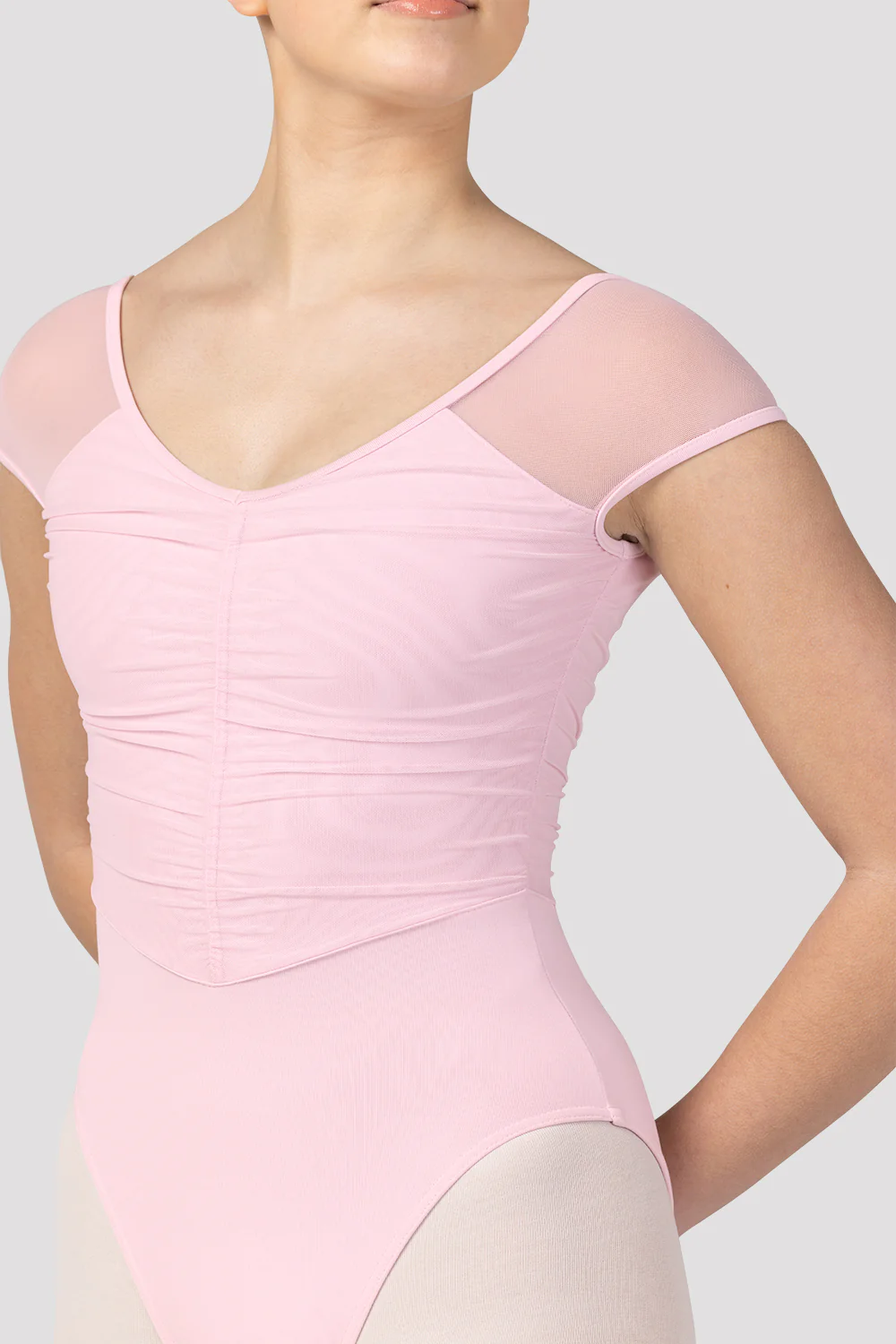 Ladies Flavia Ruched Bodice Cap Sleeve Leotard - Image 2