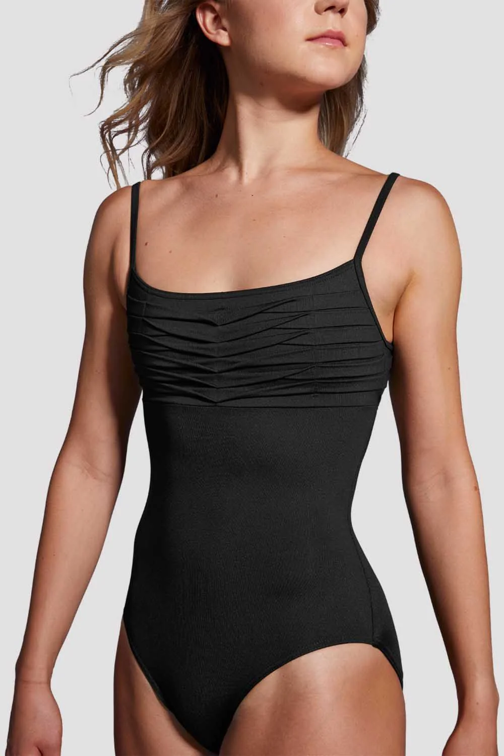 Ladies Mirella Black Label Ruched Camisole Leotard - Image 3