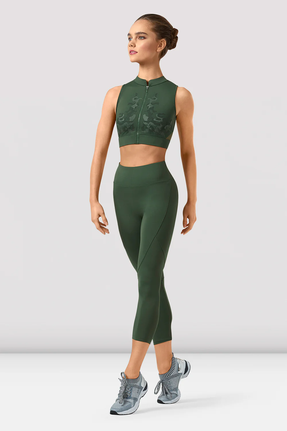 Ladies Rayna Mirage Print Zipper Crop Top